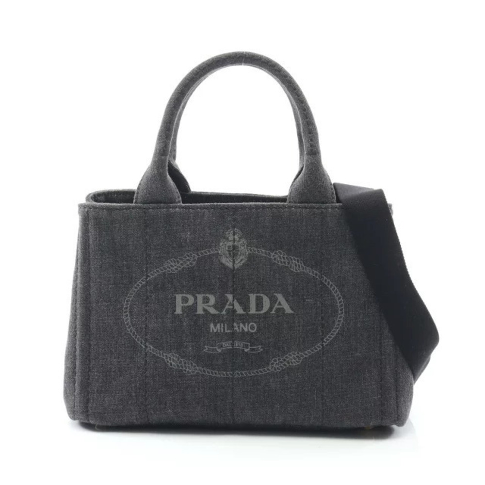 Prada Canapa Tote Bag Denim Gray